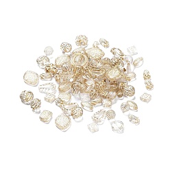 Clear Plating Transparent Acrylic Beads, Golden Metal Enlaced, Mixed Shape, Clear, 8.5~22x7.5~18x3.5~11mm, Hole: 1.2~2mm