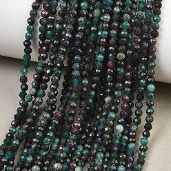 Fuchsite Бусины из натурального фуксита, круглые, граненые, 3 мм, отверстие : 0.6 мм, около 127~128 шт / нитка, 15.16~15.47'' (38.5~39.3 см)