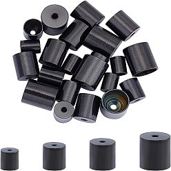 Черный Цвет Металла Вакуумное покрытие pvd 304 наконечники шнура из нержавеющей стали, Торцевые крышки, колонка, металлический черный , 5~8x4~7 мм, отверстие : 1.5 мм, внутренний диаметр: 3~6 мм, 24 шт