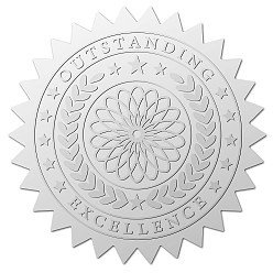 Цветок Круглые наклейки с тиснением из серебряной фольги, самоклеящиеся печати для сертификатов наград, металлические наклейки с печатью, цветок, 5 см, 25 листов / комплект, 4 шт / лист.