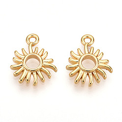 Настоящее золото 18K Латунь прелести, солнце, без свинца, без никеля и без кадмия, реальный 18 k позолоченный, 12x10x2 мм, отверстие : 1 мм