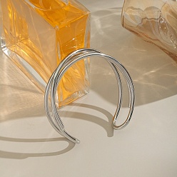 Нержавеющая Сталь Цвет Минималистичные 304 браслеты-манжеты из нержавеющей стали для женщин, крестик, цвет нержавеющей стали, внутренний диаметр: 2-1/4 дюйм (5.7 см)