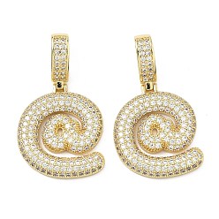 Другие Латунные микро проложить кубического циркония подвески, долговечный, стойки покрытие, без свинца и без кадмия, реальный 18 k позолоченный, на знаке, 24x21x3.5 мм, отверстие : 8x5 мм