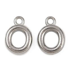 Letter O 304 прелести нержавеющей стали, полированный, цвет нержавеющей стали, Письмо O, 9x6.5x2 мм, отверстие : 1.2 мм