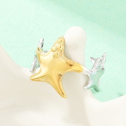 Морская звезда 304 открытые кольца манжеты из нержавеющей стали, золотые и нержавеющая сталь цвет, морская звезда, 16 мм, внутренний диаметр: 19 мм