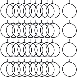 Black 100Pcs Ion Plating(IP) 316L Surgical Stainless Steel Hoop Earring Findings, Wine Glass Charms Findings, Black, 20x0.7mm, 100pcs/set