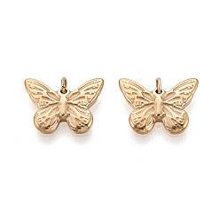 Настоящее золото 14K 304 подвески из нержавеющей стали, с прыжковых колец, бабочка, реальный 14 k позолоченный, 10.5x15.5x2 мм, Перейти кольцо: 3.8x0.5 мм, 2.8 мм внутренним диаметром