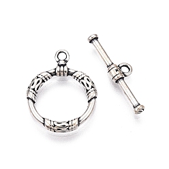 Античное Серебро Ювелирные изделия застежками, 925 застежки в виде колец из стерлингового серебра, кольцо, античное серебро, 21x17.5x2 мм, отверстие : 1.5 мм