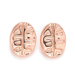 Розовое Золото Подвески из латуни с покрытием из настоящего золота 18k, с прыжковых колец, долговечный, без свинца и без кадмия, кофейный боб, розовое золото , 12x9x5.5 мм, отверстие : 6x3 мм