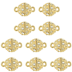 Золотой 10 сумки со стразами и магнитными застежками, с петлями, круглые, золотые, 16x10 мм, отверстие : 1.5 мм