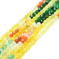 Yellow Natural Agate Beads Strands, Faceted, Round, Dyed, Yellow, 4mm, Hole: 0.8mm, about 85pcs/strand, 15.16''~15.55''(38.5~39.5cm)