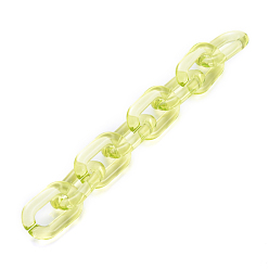 Green Yellow Handmade Transparent Acrylic Cable Chains, Oval, Green Yellow, Link: 31x19.5x5mm, about 39.37 inch(1m)/strand
