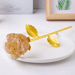 Цитрин Украшение витрины розой из смолы и железа, с натуральной цитриновой крошкой внутри статуэток для украшения домашнего офиса, 240 мм