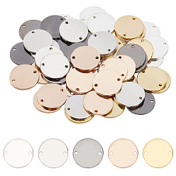 (52) Непрозрачная лаванда 50шт. 5 цвета гладкие латунные звенья, с 2 отверстием, плоско-круглые, разноцветные, 14x1 мм, отверстие : 1 мм, 10 шт / цвет