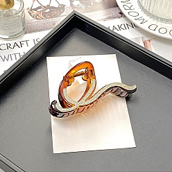 Кристалл Пластиковые зажимы когтя волос, со стразами, цвет шоколада, кристалл, 110x50 мм