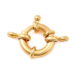 Настоящее золото 18K Латунная застежка пружинного кольца, без никеля , реальный 18 k позолоченный, 19x15x5.5 мм