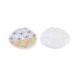 Цветок Акриловые подвески с принтом в клетку, цветок, 37.5x39.5x2 мм, отверстие : 1.5 мм