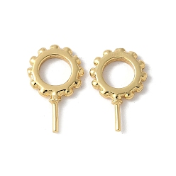 Настоящее золото 18K Латунный микро-паве кубический цирконий, без свинца и без кадмия, долговечный, стойки покрытие, круглые, реальный 18 k позолоченный, 11~13x8x1.5 мм, штифты : 1 мм