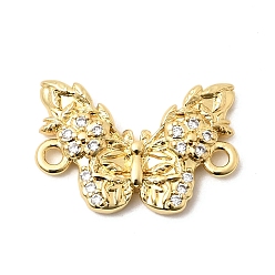 Настоящее золото 18K Подвески-бабочки из латуни с микропаве из прозрачного кубического циркония, без кадмия и без свинца, долговечный, стойки покрытие, реальный 18 k позолоченный, 14x21x3.5 мм, отверстие : 1.6 мм