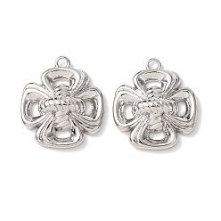 Платина Латунные подвески, клевер амулеты, долговечный, платина, 17x15x4.2 мм, отверстие : 1.5 мм