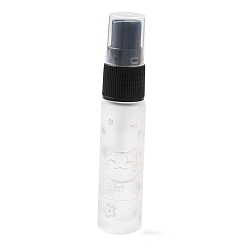 White Glass Spray Bottles, Fine Mist Atomizer, with Plastic Dust Cap & Refillable Bottle, with Fortune Cat Pattern & Chinese Character, White, 2x9.6cm, Hole: 9.5mm, Capacity: 10ml(0.34fl. oz)