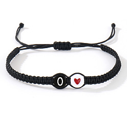 Letter O 304 Браслеты из плетеных бусин с буквами алфавита из нержавеющей стали, Регулируемые украшения из плетеного нейлонового шнура для женщин и мужчин, белые, Письмо O, 11.02 дюйм (28 см)