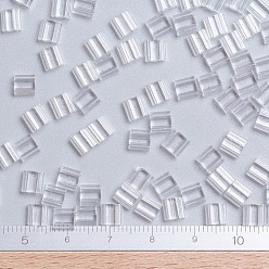 (TL131) Crystal MIYUKI TILA Beads, Japanese Seed Beads, 2-Hole, (TL131) Crystal, 5x5x1.9mm, Hole: 0.8mm, about 1180pcs/100g