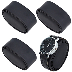 Черный Подушечки для демонстрации часов из искусственной кожи, овальные, чёрные, 6.7x3.65x4.75 см