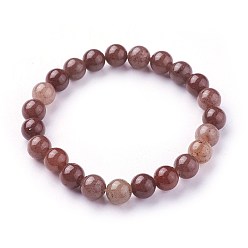 Aventurine Natural Purple Aventurine Beads Stretch Bracelets, Round, 2 inch~2-1/8 inch(5.2~5.5cm), Beads: 8~9mm