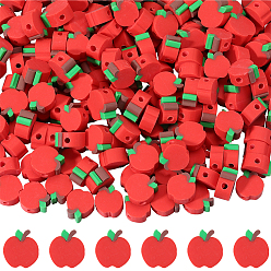 Красный 130g бусины из полимерной глины ручной работы, яблоко, красные, 9~10x7.5~9.5x4.5 мм, отверстие : 1.8 мм