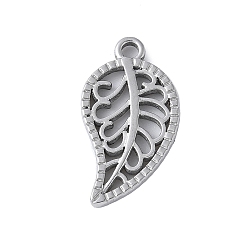Нержавеющая Сталь Цвет 304 подвески из нержавеющей стали, амулет из полых листьев, анти-тускнение, цвет нержавеющей стали, 20.5x11x1.5 мм, отверстие : 1.6 мм