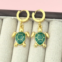 Темный Морско-зеленый 201 обруч серьги из нержавеющей стали эмаль, черепаха, золотые, темно-зеленый, 41x18 мм