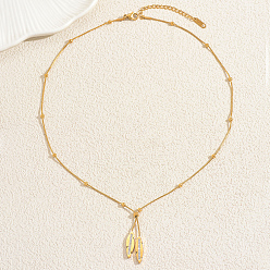 Золотой Женские лариаты из нержавеющей стали с микропаве из прозрачных кубических цирконий, золотые, 17.32 дюйм (44 см)