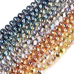 Mixed Color Electroplate Baking Paint Transparent Glass Beads Strands, Top Drilled Beads, Teardrop, Mixed Color, 13.5x9.5x9.5mm, Hole: 1~1.2mm, about 119~122pcs/strand, 21.46~23.43 inch(54.5~59.5cm)