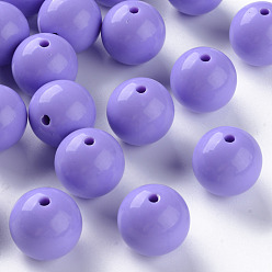 Medium Purple Opaque Acrylic Beads, Round, Medium Purple, 20x19mm, Hole: 3mm, about 111pcs/500g