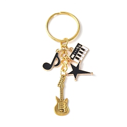 Золотой Брелок из эмалевого сплава, с железной фурнитурой, музыкальная тема, золотые, 81 мм, Кулон : 13~21x12~15x1.5~3 мм