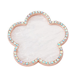 Белый Палитра цветов для нейл-арта из смолы, со стеклянными стразами, цветок, белые, 7.85x7.85x0.6 см