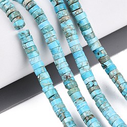 Sky Blue Natural Imperial Jasper Beads Strands, Dyed, Disc, Heishi Beads, Sky Blue, 4.5x1.5~2.5mm, Hole: 0.8~1mm, about 169~171pcs/strand, 15.75~17.08''(40~42.7cm)