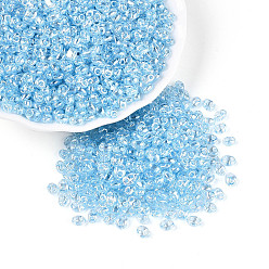 Светло-Голубой Прозрачные цветные блестящие стеклянные бусины, овальные, 2-луночное, Небесно-голубой, 3~4.5x5~6x2.5~3 мм, отверстие : 1~1.2 мм, Около 6080 шт / фунт