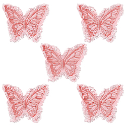 Pink 5шт. нашивки с бабочками из полиэстера, вышитые компьютерным способом, пришиваемые и приклеиваемые утюгом., кисточки аппликации, розовые, 85~87x110~112x1 мм