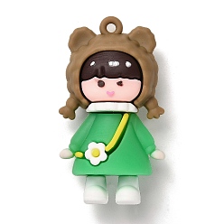 Средний Морско-зеленый Пластиковые большие подвески из пвх, девушка, средний морской зеленый, 56x32x21 мм, отверстие : 3 мм