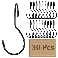 Черный Цвет Металла 30шт. железные крючки-вешалки, витой S-образный крючок для шкафа, сумка для одежды, металлический черный , 126x54x4.5 мм