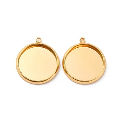 Настоящее золото 18K Сеттинги для кулона (кабошонов), латунь , долговечный, без никеля , плоско-круглые, реальный 18 k позолоченный, лоток : 14 мм, 18x16x2 мм, отверстие : 1.2 мм