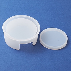 Белый Силиконовые формы, формы для литья смолы, ящик для хранения и формы для крышек, плоско-круглые, белые, 87~112x10~42 мм, внутренний диаметр: 88 мм