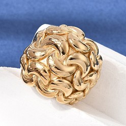 Chapado en Oro Real 18K 304 anillos de dedo de ancho de banda de acero inoxidable, forma de cadena, real 18 k chapado en oro, 22 mm, diámetro interior: 18 mm