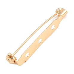 Stainless Steel Color 304 Stainless Brooch Findings, Back Bar Pins, with 3 Holes, Stainless Steel Color, 33.5x5x6.5mm