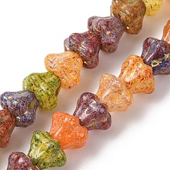 (52) Непрозрачная лаванда Окрашенные стеклянные бусины , золотой металл обвитыми, лепесток, разноцветные, 10.5x8 мм, отверстие : 1.5 мм, около 50 шт / нитка, 14.29'' (36.3 см)