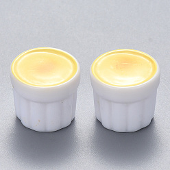 Champagne Yellow Opaque Resin Beads, No Hole/Undrilled, Cup, Milky Tea, Imitation Food, Champagne Yellow, 16x13mm