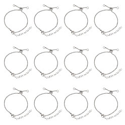 Stainless Steel Color 12Pcs 304 Stainless Steel Rolo Chain Slider Bracelet/Bolo Bracelets Making, Stainless Steel Color, Single Chain: 4-1/8 inch(10.5cm), Total Length: 8-1/4 inch(21cm)