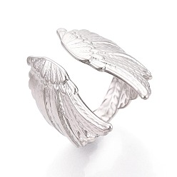 Нержавеющая Сталь Цвет 304 открытые кольца-манжеты из нержавеющей стали для женщин, крыло, цвет нержавеющей стали, внутренний диаметр: 17 мм